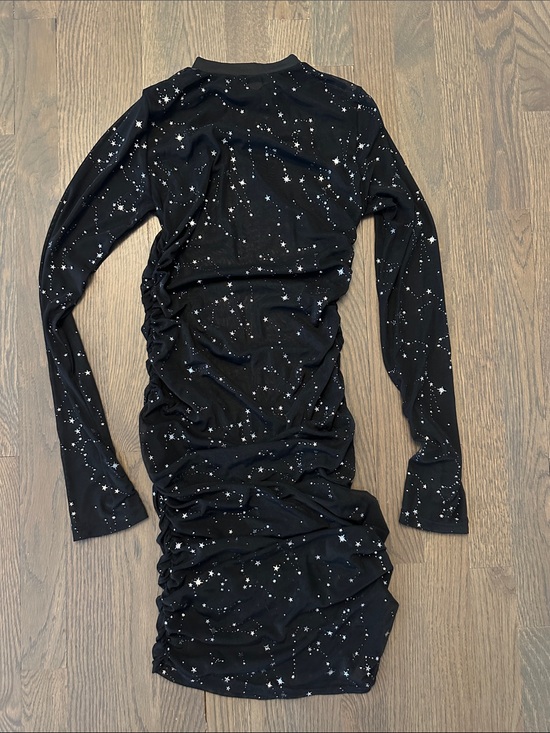 Amazon Dresses & Skirts - Black Star Patterned Sheer Long Sleeve Ruched Bodycon Dress